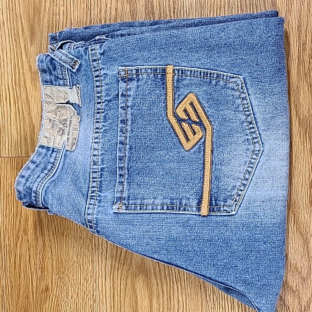ENYCE 36x28 VINTAGE DISTRESSED DISTROYED FADED STRAIGHT MEN'S 1990s BLUE JEANS